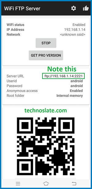 Wireless File Transfer - Copy URL
