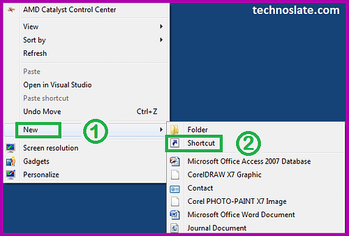 Create a Shortcut in Windows - Context Menu