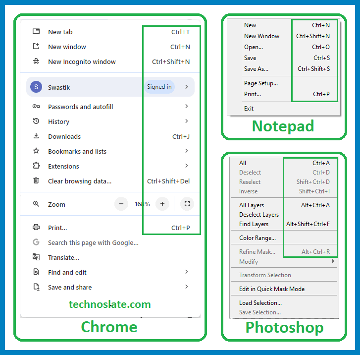 windows keyboard shortcut example